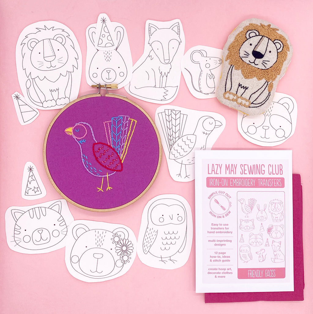 Modern Hand Embroidery Designs  Kits and Iron On Embroidery Transfers –  Lazy May Sewing Club